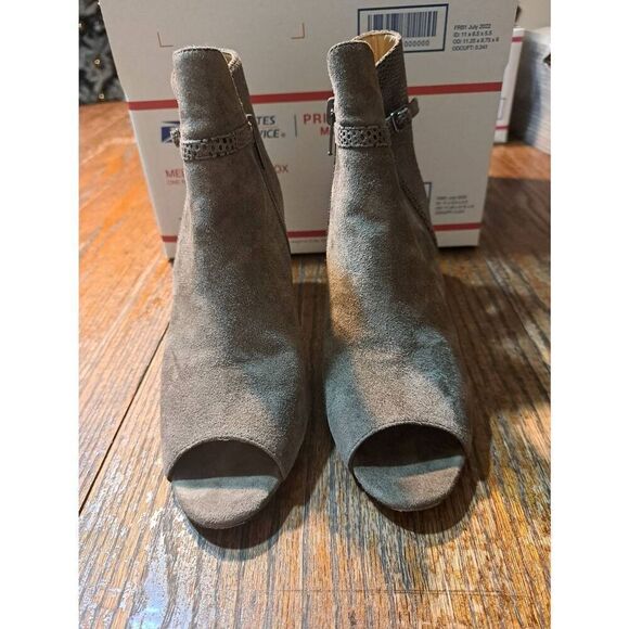 9N Vaneli Brown Open Toe Open Heel Side Zip Stiletto Pump High Heel Dress Shoes - Picture 3 of 8